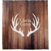 Gewohnheit der rustikale hölzerne Planken-weiße Duschvorhang (Vorderseite)