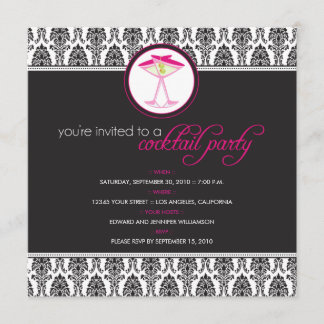 : Gewohnheit: Elegantes Damast-Cocktail-Party Einladung