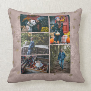 Gewohnheit/fünf Foto-Collagen-bezauberndes Kissen