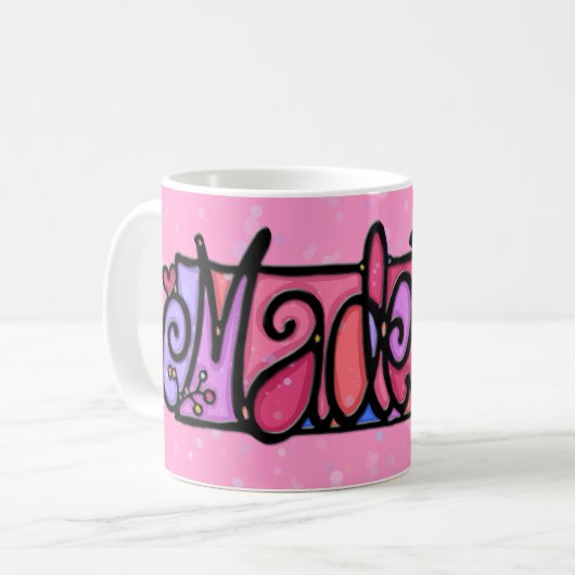 Gewohnheit gemaltes Rosa der Tasse MADELYN + Blume (Vorderseite Links)