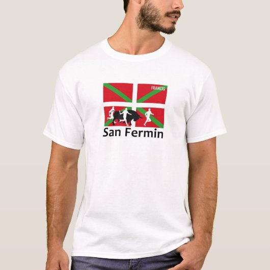 Gewohnheit, Ikurriña + Stierlauf Sans Fermin T-Shirt (Vorderseite)