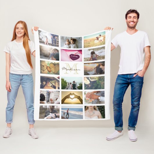 Gewohnheit monogramed Foto-Collage Fleecedecke (Beispiel)