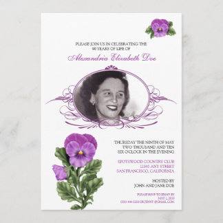 : Gewohnheit: Pansy-Blumengeburtstags-Party Einladung