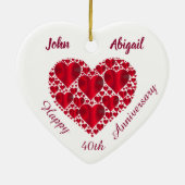 Gewohnheit. Rote Herzen. Karminroter Keramik Ornament (Hinten)