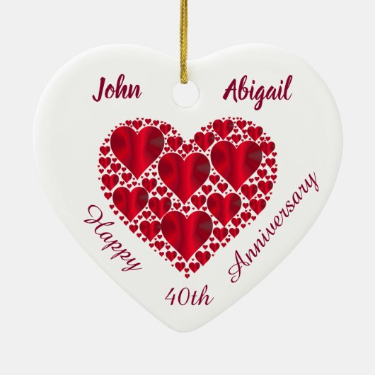 Gewohnheit. Rote Herzen. Karminroter Keramik Ornament (Hinten)