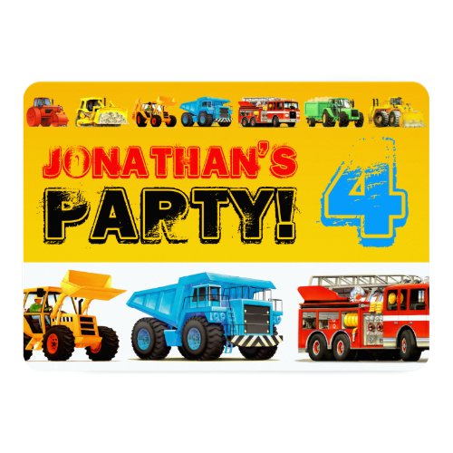 Gewohnheit Scherzt Bau Lkw 4 Geburtstags Party Einladung Meine Einladungskarten De