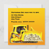 Gewohnheit scherzt Bau-Planierraupen-Party Einladung (Rückseite)