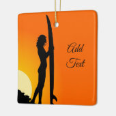 Gewohnheit. Surfer-Mädchen Keramikornament (Links)