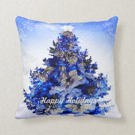 Gewohnheit verzierte blauen Weihnachtsbaum Kissen