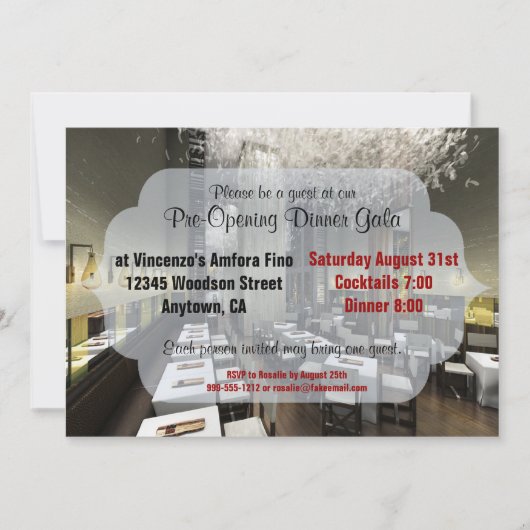 Gewohnheit vor/Eröffnungs-Restaurant lädt ein Einladung (Vorderseite)