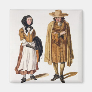 Gewohnheiten von Quäkern, 1675 (farbiger Stich) Magnet