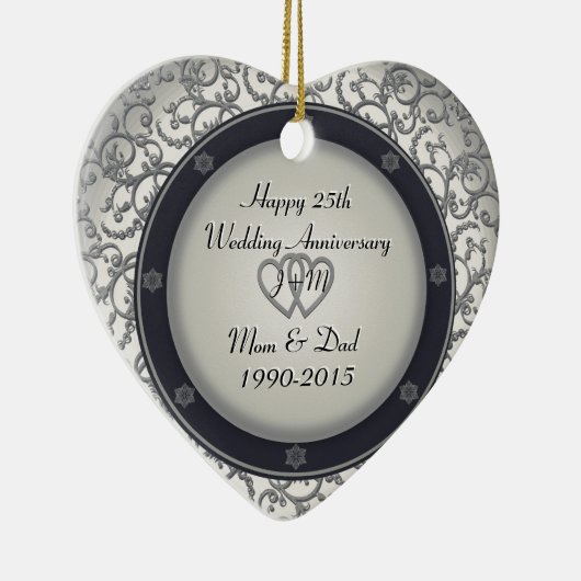 Gewohnheits-25. silberner Hochzeitstag Keramikornament (Rechts)