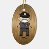 Gewohnheits-datierter Polizei-Offizier-Cartoon Keramik Ornament (Links)