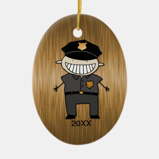 Gewohnheits-datierter Polizei-Offizier-Cartoon Keramik Ornament (Vorne)