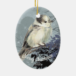 Gewohnheits-datierter Weihnachtswatercolor-grauer Keramik Ornament