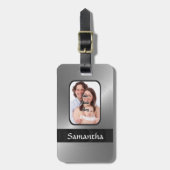 Gewohnheits-Foto des silbernen Graus Gepäckanhänger (Vorderseite vertikal)