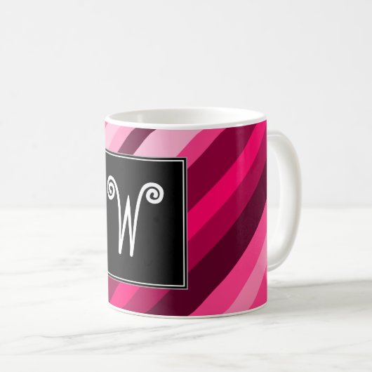 Gewohnheits-Initiale + Rosa/magentarote Kaffeetasse (VorderseiteRechts)