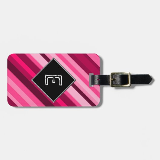 Gewohnheits-Initiale + Rosa/magentarotes Gepäckanhänger (Vorderseite horizontal)