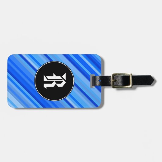 Gewohnheits-Initiale + Streifen des blauen Musters Gepäckanhänger (Vorderseite horizontal)
