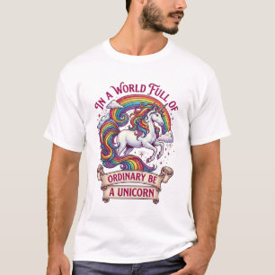 Gewöhnlich Sei Einhorn Regenbogen Sterne T-Shirt
