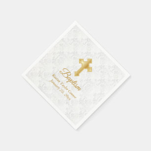 Gewöhnliche Taufe in Weiß und Gold Serviette