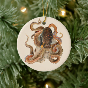 Gewöhnlicher Krake, Vintage Meeresleben Tiere Keramik Ornament