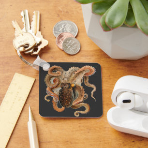 Gewöhnlicher Krake, Vintage Meeresleben Tiere Schlüsselanhänger