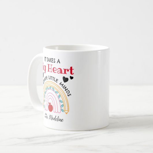 Gewohnt braucht es ein großes Herz, um kleine Mind Kaffeetasse (Vorderseite Links)