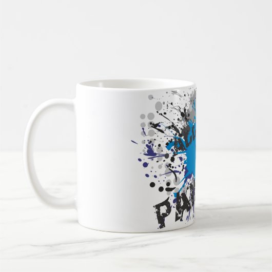 Gewöhnt zu Paintball 2 - blaue platsche Tasse (Links)