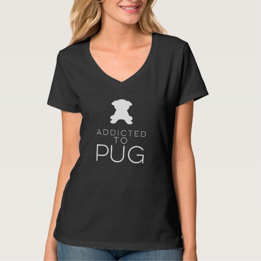 Gewöhnt zum Mops-Silhouette-T - Shirt (Vorderseite)