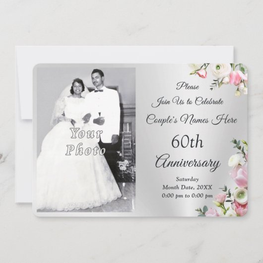 Gewohnte, 60. Hochzeitstag-Party Einladungen (Vorderseite)