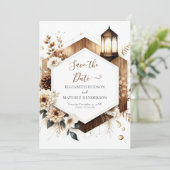 Gewohnte Blume Rustikale Hochzeit Save The Date (Stehend Vorderseite)