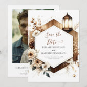 Gewohnte Blume Rustikale Hochzeit Save The Date (Vorne/Hinten)
