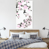 Gewohnte Blüten aus schwarzem, rosa Pfau und Kirsc Leinwanddruck (Insitu (Schlafzimmer))