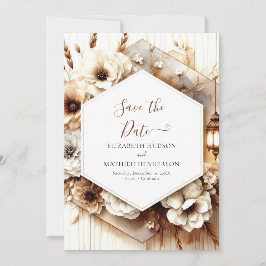 Gewohnte erdige rustikale Hochzeit Save The Date (Vorderseite)