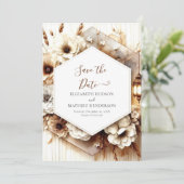 Gewohnte erdige rustikale Hochzeit Save The Date (Stehend Vorderseite)