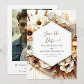 Gewohnte erdige rustikale Hochzeit Save The Date (Vorne/Hinten)