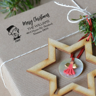 Gewohnte Familie, frohe Weihnachten Gummistempel