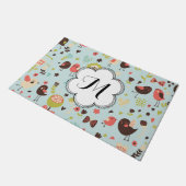 Gewohnte glückliche Vögel in den Bereichen Blume D Fußmatte (Schrägansicht)