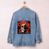 Gewohnte Gothic Skull-Rote Rosen Jeansjacke (Hangar)