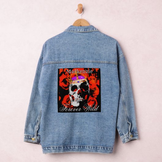 Gewohnte Gothic Skull-Rote Rosen Jeansjacke (Hangar)