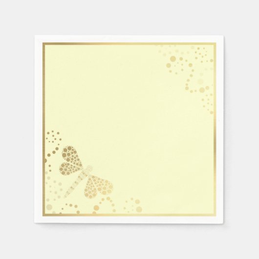 Gewohnte Hochzeit von Elfenbein und Golddragonfly Serviette (Vorderseite)