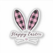 Gewohnte karierte Ohren Ostern Aufkleber (Vorderseite)