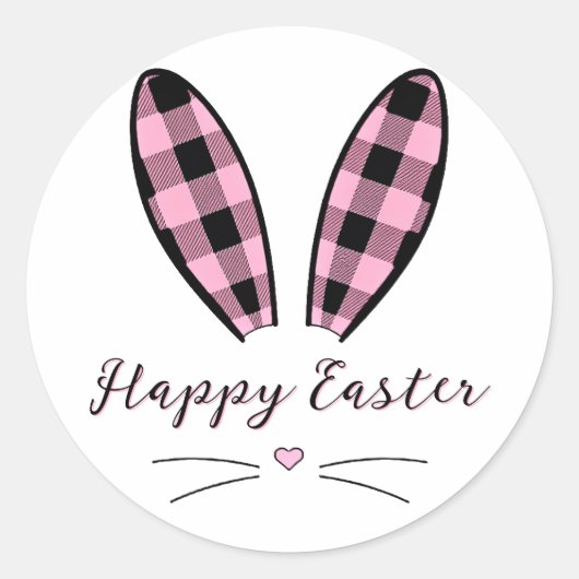 Gewohnte karierte Ohren Ostern Runder Aufkleber (Vorderseite)