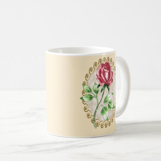 Gewohnte Rote Rose Tasse (VorderseiteRechts)