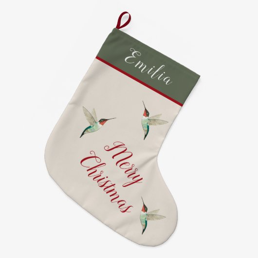 Gewohnte Ruby-throated Hummingbirds Großer Weihnachtsstrumpf (Vorderansicht (hängend))