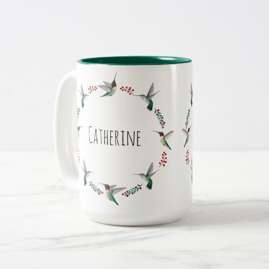 Gewohnte Ruby-throated Hummingbirds Zweifarbige Tasse (Vorderseite Links)