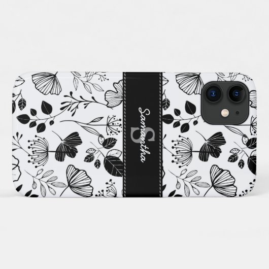 Gewohnte schwarze Blüten Case-Mate iPhone Hülle (Rückseite (Horizontal))