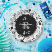 Gewohnte schwarze Blüten Pappteller (Party)