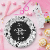 Gewohnte schwarze Blüten Pappteller (Party)